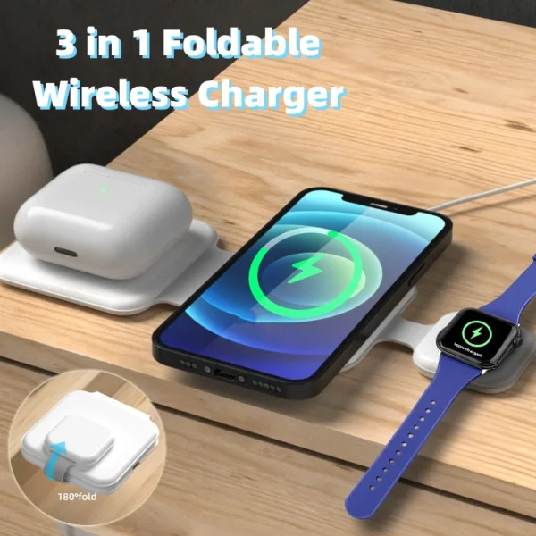 MarcoWind 3-in-1 Magnetic Foldable Wireless Charger